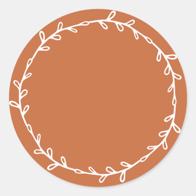 Rustic Homemade Burnt Orange Write On  Classic Round Sticker (Front)