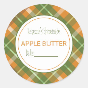Rustic Homemade Canning Label   Fall Autumn Plaid