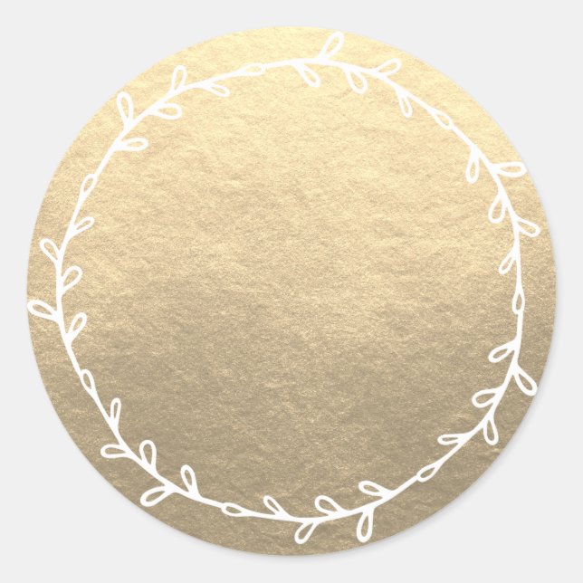 Rustic Homemade Champagne Gold Write On Blank Classic Round Sticker (Front)