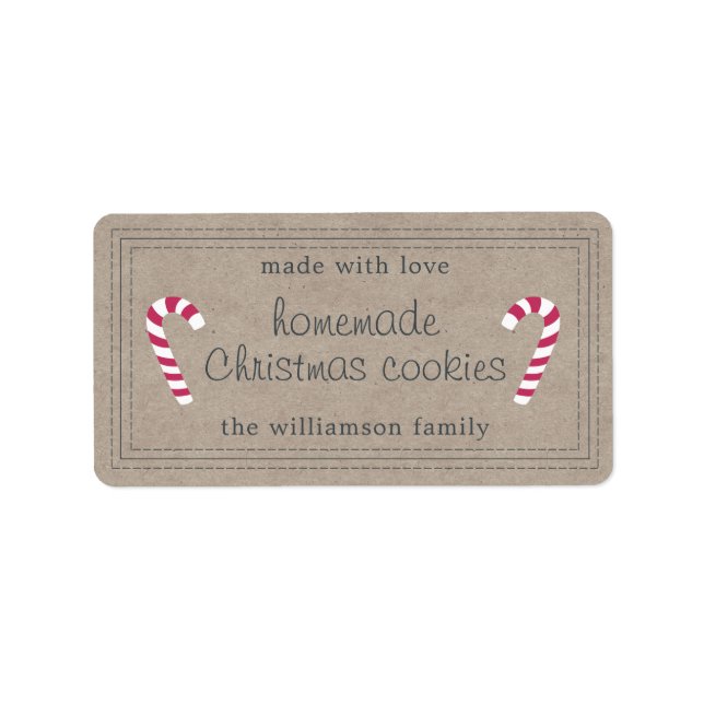 Rustic Homemade Christmas cookies Kraft Paper Label (Front)