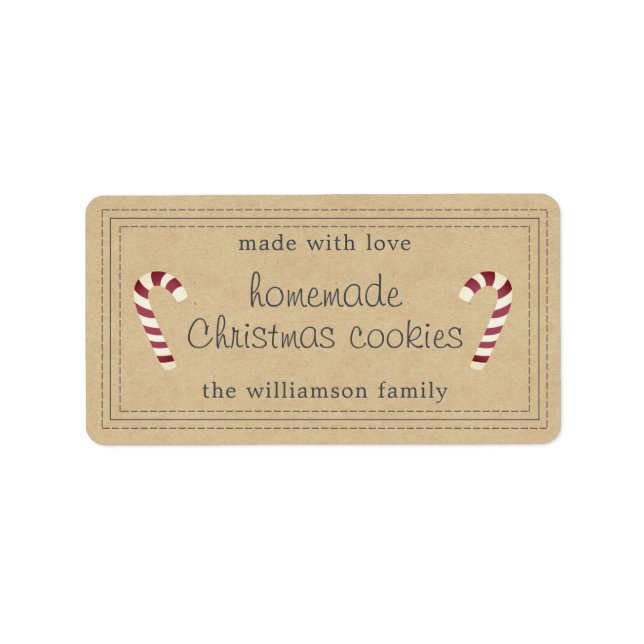 Rustic Homemade Christmas cookies Kraft Paper Label (Front)