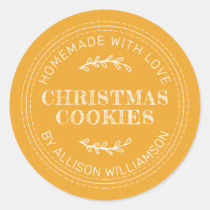 Rustic Homemade Christmas Cookies Mellow Yellow Classic Round Sticker