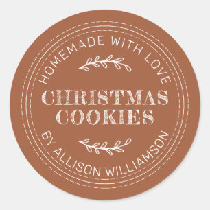 Rustic Homemade Christmas Cookies TerraCotta Classic Round Sticker