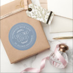 Rustic Homemade Christmas Cookies Vintage Blue Classic Round Sticker<br><div class="desc">Rustic and modern homemade baked goods sticker with the text homemade with love, christmas cookies and your name in stylish typography on a vintage blue background. Simply add your name and the product name to the label. Exclusively designed for you by Happy Dolphin Studio. If you need any help or...</div>