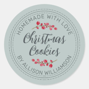 Rustic Homemade Christmas Cranberry Cookies  Classic Round Sticker