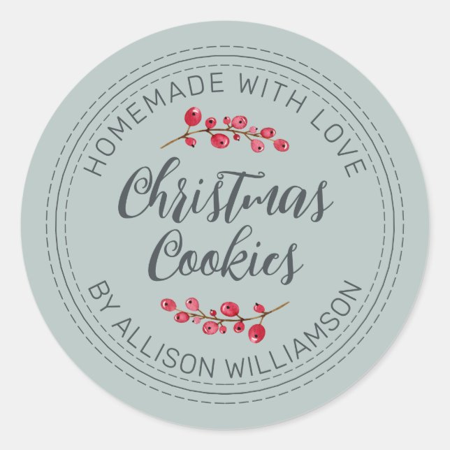 Rustic Homemade Christmas Cranberry Cookies  Classic Round Sticker (Front)