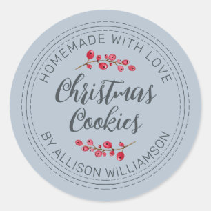 Rustic Homemade Christmas Cranberry Cookies Classic Round Sticker