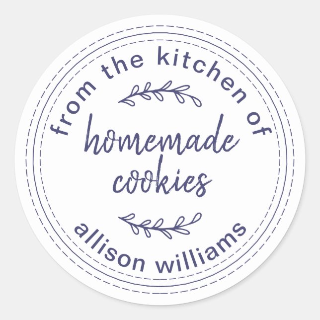 Rustic Homemade Cookies From the Kitchen of  Class Classic Round Sticker (Front)