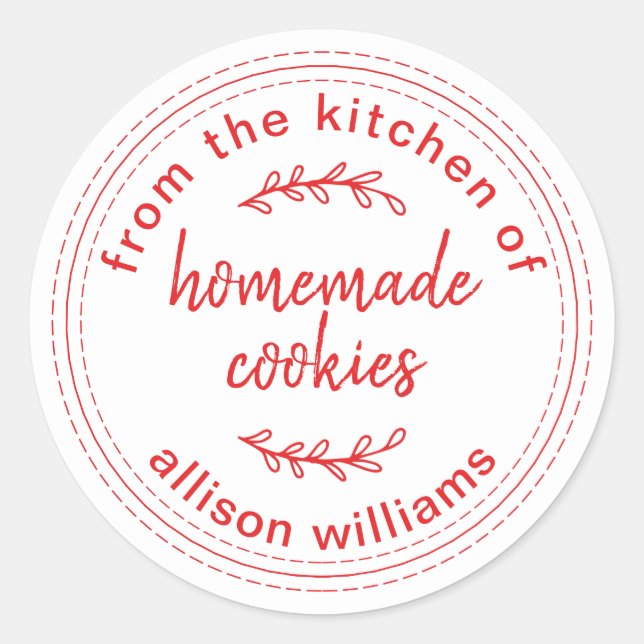 Rustic Homemade Cookies From the Kitchen of  Classic Round Sticker (Front)