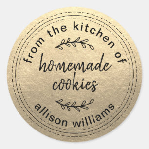 Rustic Homemade Cookies From the Kitchen of Gold Classic Round Sticker