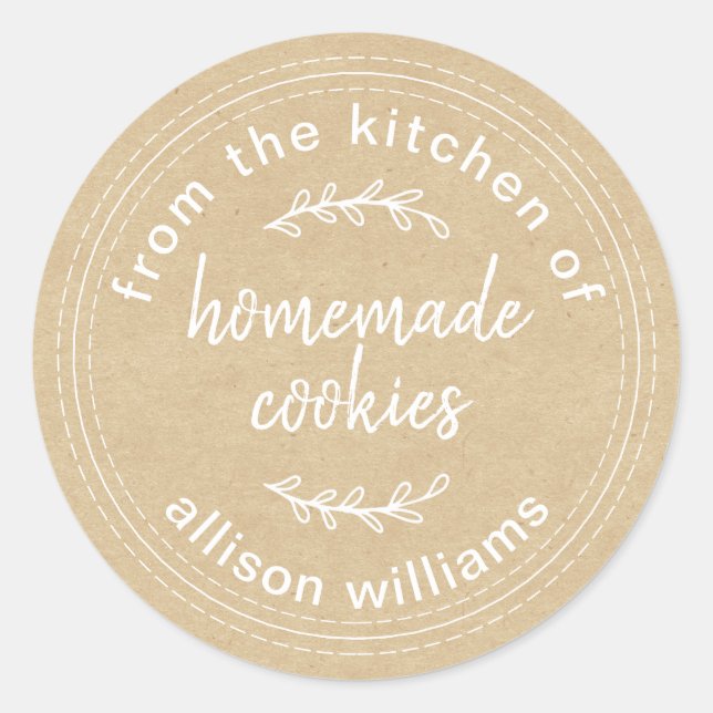 Rustic Homemade Cookies From the Kitchen of Kraft  Classic Round Sticker (Front)