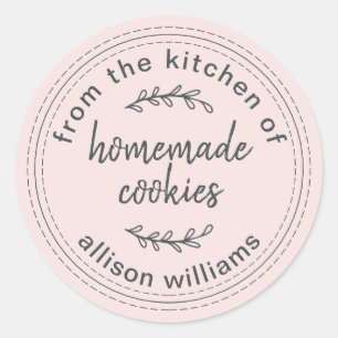 Rustic Homemade Cookies From the Kitchen of Pink Classic Round Sticker