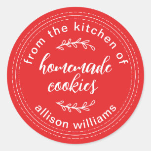 Rustic Homemade Cookies From the Kitchen of Red Classic Round Sticker
