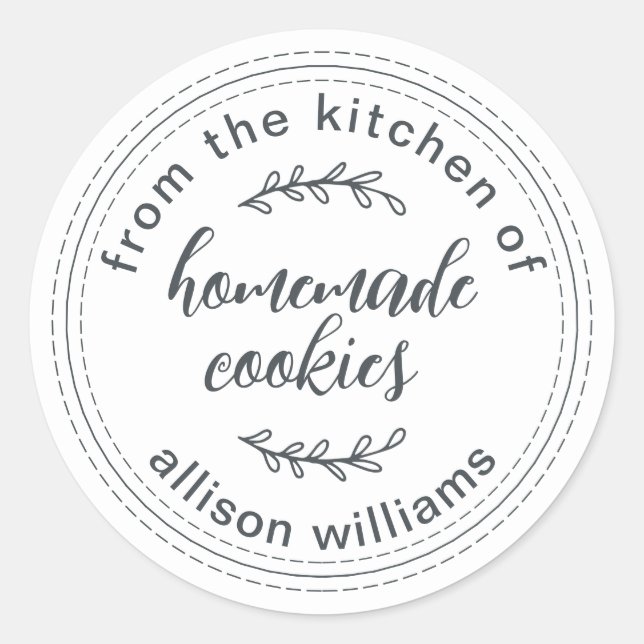 Rustic Homemade Cookies From the Kitchen of White Classic Round Sticker (Front)