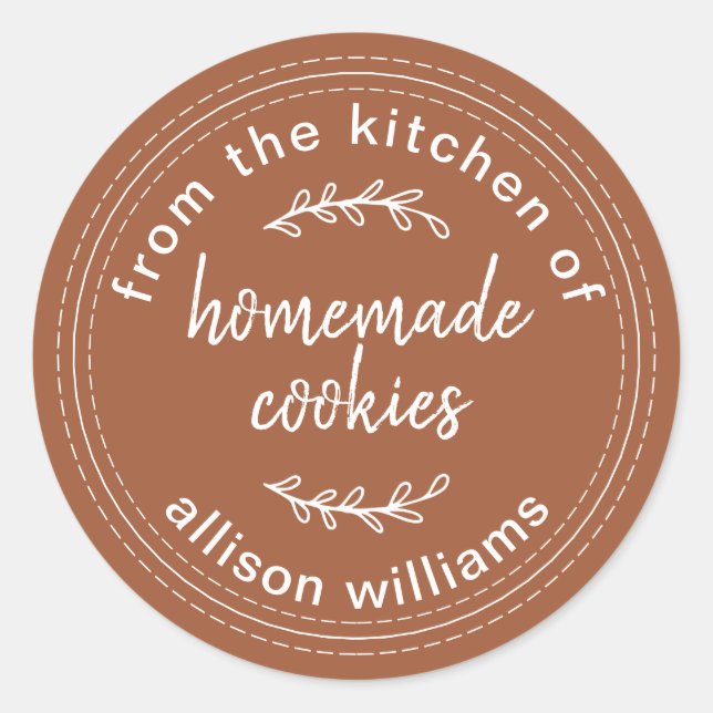 Rustic Homemade Cookies TerraCotta Classic Round Sticker (Front)