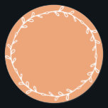 Rustic Homemade Copper Orange Write On Classic Round Sticker<br><div class="desc">Rustic, simple and modern write on homemade sticker with a lovely white foliage wreath on a copper orange background. Simply write your name and the product name on the label. Exclusively designed for you by Happy Dolphin Studio. If you need any help or matching products, please contact us at happydolphinstudio@outlook.com....</div>