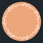 Rustic Homemade Copper Orange Write On Classic Round Sticker<br><div class="desc">Rustic, simple and modern write on homemade sticker with a lovely white foliage wreath on a copper orange background. Simply write your name and the product name on the label. Exclusively designed for you by Happy Dolphin Studio. If you need any help or matching products, please contact us at happydolphinstudio@outlook.com....</div>