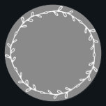 Rustic Homemade Dark Grey Write On Classic Round Sticker<br><div class="desc">Rustic,  simple and modern write on homemade sticker with a lovely white wreath on a dark grey background. Simply write your name and the product name on the label. Exclusively designed for you by Happy Dolphin Studio. If you need any help or matching products,  please contact us at happydolphinstudio@outlook.com.</div>