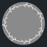 Rustic Homemade Dark Grey Write On Classic Round Sticker<br><div class="desc">Rustic,  simple and modern write on homemade sticker with a lovely white wreath on a dark grey background. Simply write your name and the product name on the label. Exclusively designed for you by Happy Dolphin Studio. If you need any help or matching products,  please contact us at happydolphinstudio@outlook.com.</div>