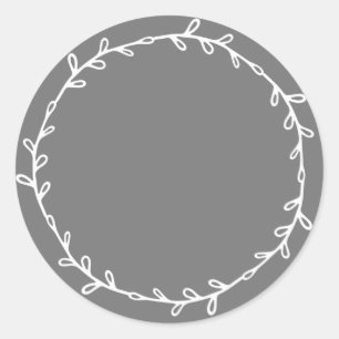Rustic Homemade Dark Grey Write On Classic Round Sticker