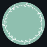 Rustic Homemade Dusty Jade Green Write On Classic Round Sticker<br><div class="desc">Rustic, simple and modern write on homemade sticker with a lovely white foliage wreath on a dusty jade green background. Simply write your name and the product name on the label. Exclusively designed for you by Happy Dolphin Studio. If you need any help or matching products, please contact us at...</div>