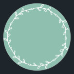 Rustic Homemade Dusty Jade Green Write On Classic Round Sticker<br><div class="desc">Rustic, simple and modern write on homemade sticker with a lovely white foliage wreath on a dusty jade green background. Simply write your name and the product name on the label. Exclusively designed for you by Happy Dolphin Studio. If you need any help or matching products, please contact us at...</div>