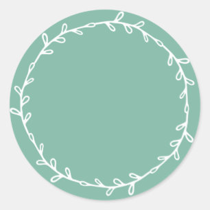 Rustic Homemade Dusty Jade Green Write On Classic Round Sticker
