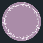 Rustic Homemade Dusty Lavender Write On Classic Round Sticker<br><div class="desc">Rustic, simple and modern write on homemade sticker with a lovely white foliage wreath on a dusty lavender background. Simply write your name and the product name on the label. Exclusively designed for you by Happy Dolphin Studio. If you need any help or matching products, please contact us at happydolphinstudio@outlook.com....</div>