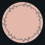 Rustic Homemade Dusty Pink Write On Classic Round Sticker<br><div class="desc">Rustic, simple and modern write on homemade sticker with a lovely off-black foliage wreath on a dusty pink background. Simply write your name and the product name on the label. Exclusively designed for you by Happy Dolphin Studio. If you need any help or matching products, please contact us at happydolphinstudio@outlook.com....</div>