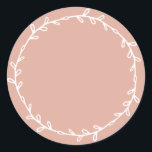 Rustic Homemade Dusty Pink Write On  Classic Round Sticker<br><div class="desc">Rustic, simple and modern write on homemade sticker with a lovely white foliage wreath on a dusty pink background. Simply write your name and the product name on the label. Exclusively designed for you by Happy Dolphin Studio. If you need any help or matching products, please contact us at happydolphinstudio@outlook.com....</div>
