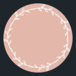 Rustic Homemade Dusty Pink Write On  Classic Round Sticker<br><div class="desc">Rustic, simple and modern write on homemade sticker with a lovely white foliage wreath on a dusty pink background. Simply write your name and the product name on the label. Exclusively designed for you by Happy Dolphin Studio. If you need any help or matching products, please contact us at happydolphinstudio@outlook.com....</div>