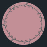 Rustic Homemade Dusty Rose Write On Classic Round Sticker<br><div class="desc">Rustic, simple and modern write on homemade sticker with a lovely off-black foliage wreath on a dusty rose purple background. Simply write your name and the product name on the label. Exclusively designed for you by Happy Dolphin Studio. If you need any help or matching products, please contact us at...</div>
