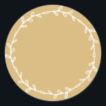Rustic Homemade Gold Yellow Write On Classic Round Sticker<br><div class="desc">Rustic, simple and modern write on homemade sticker with a lovely white foliage wreath on a bright days gold yellow background. Simply write your name and the product name on the label. Exclusively designed for you by Happy Dolphin Studio. If you need any help or matching products, please contact us...</div>