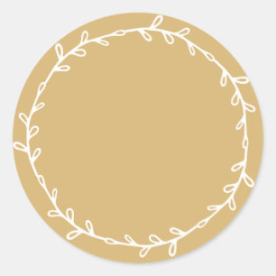 Rustic Homemade Gold Yellow Write On Classic Round Sticker