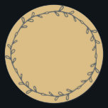 Rustic Homemade Gold Yellow Write On Classic Round Sticker<br><div class="desc">Rustic, simple and modern write on homemade sticker with a lovely off-black foliage wreath on a bright days gold yellow background. Simply write your name and the product name on the label. Exclusively designed for you by Happy Dolphin Studio. If you need any help or matching products, please contact us...</div>