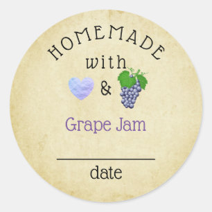 Rustic Homemade Grape Juice Jam or Jelly  Label