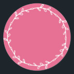 Rustic Homemade Hot Pink Write On Classic Round Sticker<br><div class="desc">Rustic, simple and modern write on homemade sticker with a lovely white foliage wreath on a hot pink background. Simply write your name and the product name on the label. Exclusively designed for you by Happy Dolphin Studio. If you need any help or matching products, please contact us at happydolphinstudio@outlook.com....</div>