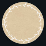 Rustic Homemade Jam Canning Kraft Paper Write On Classic Round Sticker<br><div class="desc">Write on rustic and modern blank homemade jam canning mason jar sticker with a lovely simple foliage wreath in white on a kraft paper background. Simply add your name and the product name to the label. Exclusively designed for you by Happy Dolphin Studio. If you need any help or matching...</div>