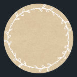 Rustic Homemade Jam Canning Kraft Paper Write On Classic Round Sticker<br><div class="desc">Write on rustic and modern blank homemade jam canning mason jar sticker with a lovely simple foliage wreath in white on a kraft paper background. Simply add your name and the product name to the label. Exclusively designed for you by Happy Dolphin Studio. If you need any help or matching...</div>
