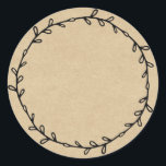 Rustic Homemade Jam Canning Kraft Paper Write On Classic Round Sticker<br><div class="desc">Write on rustic and modern blank homemade jam canning mason jar sticker with a lovely simple wreath in black on a kraft paper background. Simply add your name and the product name to the label. Exclusively designed for you by Happy Dolphin Studio. If you need any help or matching products,...</div>