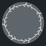 Rustic Homemade Jam Canning Off-Black Write On Classic Round Sticker<br><div class="desc">Rustic and modern write on blank homemade mason jar sticker with a lovely simple wreath in off-black on a white background. Simply add your name and the product name to the label. Exclusively designed for you by Happy Dolphin Studio. If you need any help or matching products, please contact us...</div>