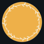 Rustic Homemade Jam Canning Yellow Write On Classic Round Sticker<br><div class="desc">Rustic and modern write on blank homemade mason jar sticker with a lovely simple wreath in off-black on a mellow yellow background. Simply add your name and the product name to the label. Exclusively designed for you by Happy Dolphin Studio. If you need any help or matching products, please contact...</div>