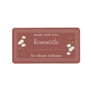 Rustic Homemade Label Cotton Sprig Purple