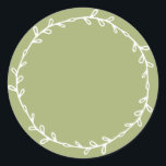Rustic Homemade Leaf Green Write On Classic Round Sticker<br><div class="desc">Rustic, simple and modern write on homemade sticker with a lovely white foliage wreath on a leaf green background. Simply write your name and the product name on the label. Exclusively designed for you by Happy Dolphin Studio. If you need any help or matching products, please contact us at happydolphinstudio@outlook.com....</div>