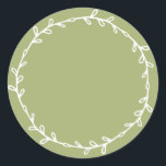 Rustic Homemade Leaf Green Write On Classic Round Sticker<br><div class="desc">Rustic, simple and modern write on homemade sticker with a lovely white foliage wreath on a leaf green background. Simply write your name and the product name on the label. Exclusively designed for you by Happy Dolphin Studio. If you need any help or matching products, please contact us at happydolphinstudio@outlook.com....</div>