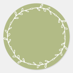 Rustic Homemade Leaf Green Write On Classic Round Sticker
