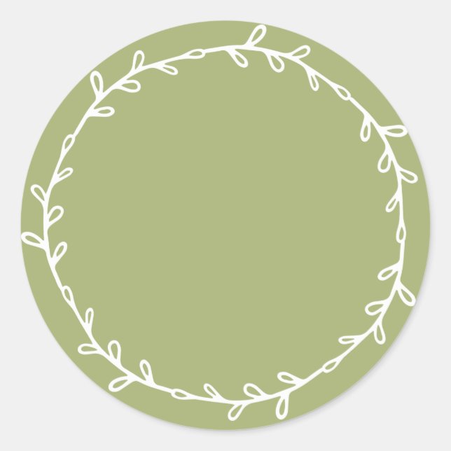 Rustic Homemade Leaf Green Write On Classic Round Sticker (Front)