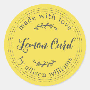 Rustic Homemade Lemon Curd Yellow Classic Round Sticker