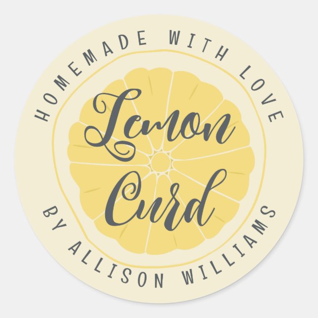 Rustic Homemade Lemon Curd Yellow  Classic Round Sticker (Front)