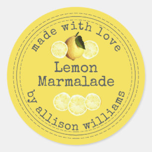 Rustic Homemade Lemon Marmalade Yellow Classic Round Sticker